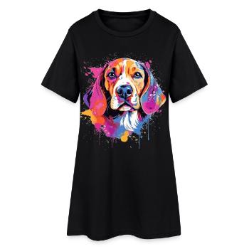Éclaboussures colorées de Beagle Dog - Robe T-shirt Femme - noir - Devant