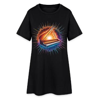 Piano à queue Instrument de musique imprimé - Robe T-shirt Femme - noir - Devant