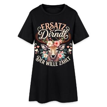 Trachten T-Shirt Dirndl Damen Trachtenshirt Frauen - Frauen T-Shirt-Kleid - Schwarz - Vorne