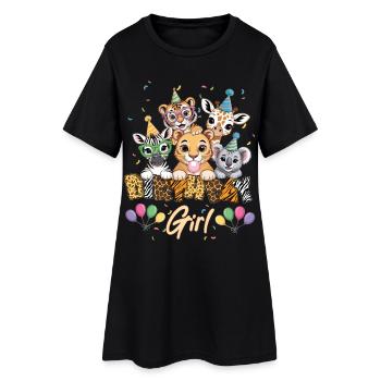 Fête Zoo Animaux Jungle Zoo Anniversaire - Robe T-shirt Femme - noir - Devant