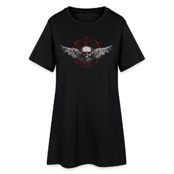 Schädel im Zielkreis mit Flügeln - Frauen T-Shirt-Kleid - Schwarz - Vorne