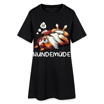Hundemüde Australian Shepherd Aussie Aussiehalter - Frauen T-Shirt-Kleid - Schwarz - Vorne