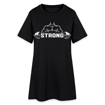Strong Fitness Muscle Gym Dumbbell Design - Women’s T-Shirt Dress - black - Front