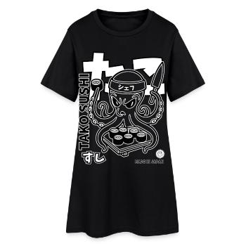 Oktopus Sushi Chef  - Frauen T-Shirt-Kleid - Schwarz - Vorne