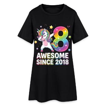 Unicorn Rainbow 8 Awesome Since 2018 - Women’s T-Shirt Dress - black - Front