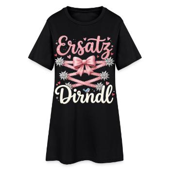 Trachtenshirt Damen Trachten T-Shirt Dirndl Ersatz - Frauen T-Shirt-Kleid - Schwarz - Vorne