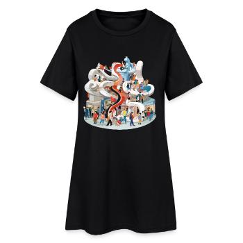 Toboggan coloré à plusieurs sticks rempli de gens - Robe T-shirt Femme - noir - Devant