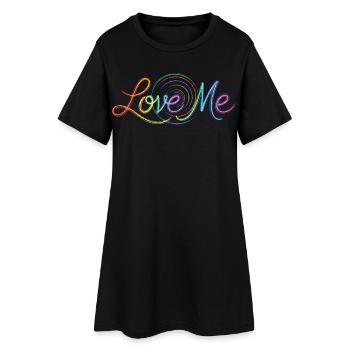 Love Me Say Colorful Text Drawing Art Print - Women’s T-Shirt Dress - black - Front
