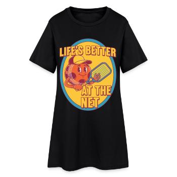 Pickleball: Das Leben ist besser im Netz lustiger Spieler - Frauen T-Shirt-Kleid - Schwarz - Vorne