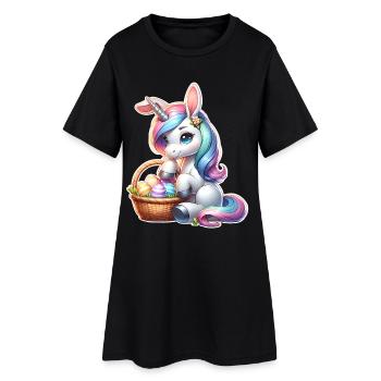 Einhorn Ostern - Frauen T-Shirt-Kleid - Schwarz - Vorne