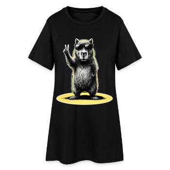 Capybara Peace - Frauen T-Shirt-Kleid - Schwarz - Vorne