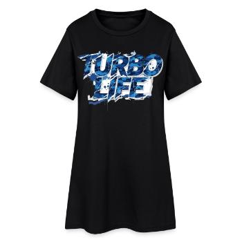 Turbo Life Blue Grey Camo Motif Men & Boys - Women’s T-Shirt Dress - black - Front