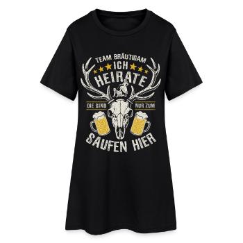 JGA Team Bräutigam Ich heirate - Bier saufen - Frauen T-Shirt-Kleid - Schwarz - Vorne