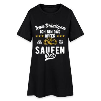 JGA Team Bräutigam Ich bin das Opfer - Bier saufen - Frauen T-Shirt-Kleid - Schwarz - Vorne
