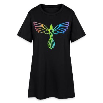 L'envol de l'oiseau multicolore - Robe T-shirt Femme - noir - Devant
