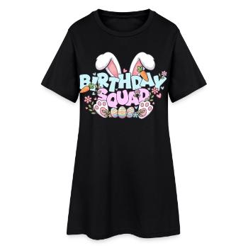 Birthday Squad Happy Easter Sunday Rabbit Bunny - Women’s T-Shirt Dress - black - Front