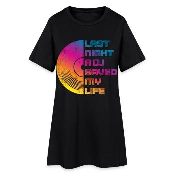 Hier soir, un dj m’a sauvé la vie - Robe T-shirt Femme - noir - Devant