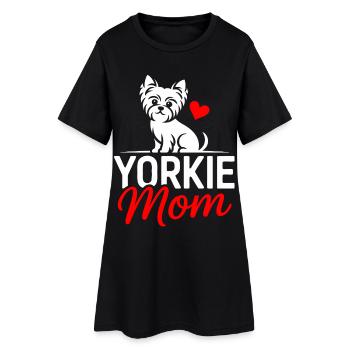 Yorkie Mom Herzhund Design - Frauen T-Shirt-Kleid - Schwarz - Vorne