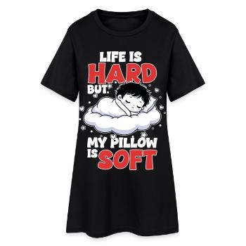 Sommeil Nuage Life is Hard My Pillow Soft - Robe T-shirt Femme - noir - Devant