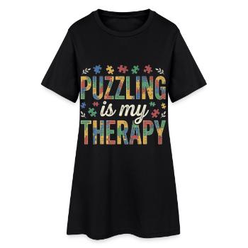 Puzzle is my Therapy - Puzzle rétro - Robe T-shirt Femme - noir - Devant