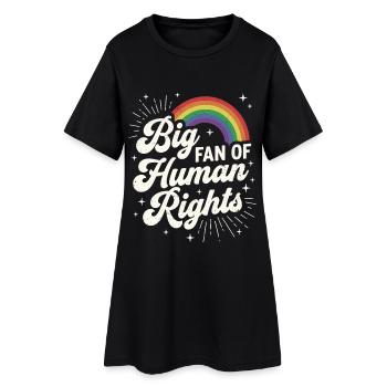Grand fan du design arc-en-ciel des droits de l’homme - Robe T-shirt Femme - noir - Devant