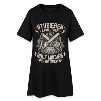 Lustiges Holz Kettensäge Waldarbeiter Forst Spruch - Frauen T-Shirt-Kleid - Schwarz - Vorne