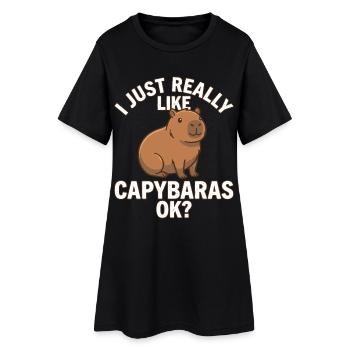 Capybara, j’aime vraiment les capybaras - Robe T-shirt Femme - noir - Devant