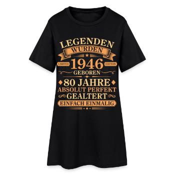 Jahrgang 1946 Perfekt Gealtert 80. Geburtstag - Frauen T-Shirt-Kleid - Schwarz - Vorne