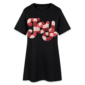 Typographie JOY de Noël Motif rouge blanc - Robe T-shirt Femme - noir - Devant