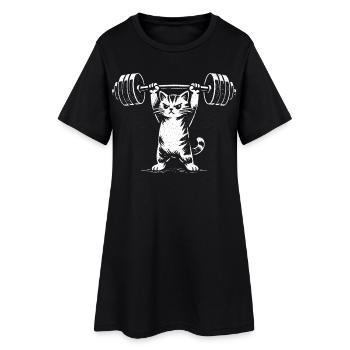 Haltérophilie Cat | Entraînement de force drôle en salle de sport - Robe T-shirt Femme - noir - Devant