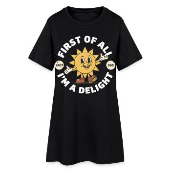 Tout d’abord, je suis un plaisir – Soleil drôle - Robe T-shirt Femme - noir - Devant