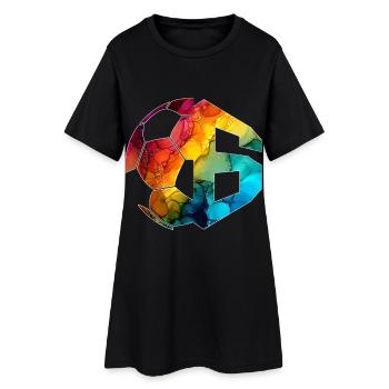 NO. 6 FOOTBALLER NUMBER 6 FOOTBALL 6TH BIRTHDAY - Women’s T-Shirt Dress - black - Front