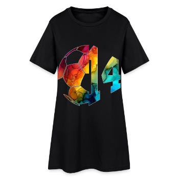 NR. 14 FUßBALLER NUMMER 14 FUßBALL 14. GEBURTSTAG - Frauen T-Shirt-Kleid - Schwarz - Vorne