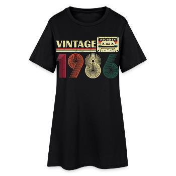 1986 Vintage Rétro Cadeau D'anniversaire - Robe T-shirt Femme - noir - Devant