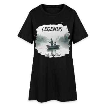 Légendes de la pêche Père Fils - Robe T-shirt Femme - noir - Devant