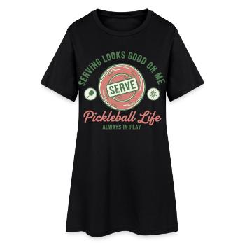 Pickleball-lustiger Spieler liebt Pickleball-Platz - Frauen T-Shirt-Kleid - Schwarz - Vorne