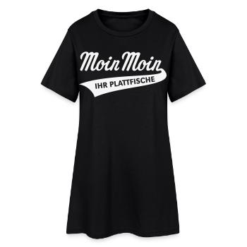Moin Moin – Ihr Plattfische (Plattdeutsch / White) - Frauen T-Shirt-Kleid - Schwarz - Vorne
