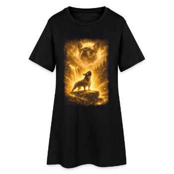 Bouledogue français, Lune - Robe T-shirt Femme - noir - Devant