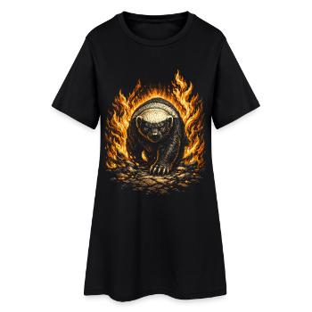 Honigdachs Honey Badger Tier - Frauen T-Shirt-Kleid - Schwarz - Vorne