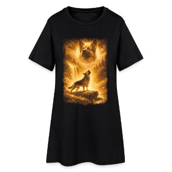 German Shepherd, Moon - Women’s T-Shirt Dress - black - Front