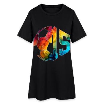 NO. 15 FOOTBALLER NUMBER 15 FOOTBALL 15TH BIRTHDAY - Women’s T-Shirt Dress - black - Front