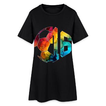 NON. 16 FOOTBALLEUR NUMÉRO 16 FOOTBALL 16E ANNIVERSAIRE - Robe T-shirt Femme - noir - Devant