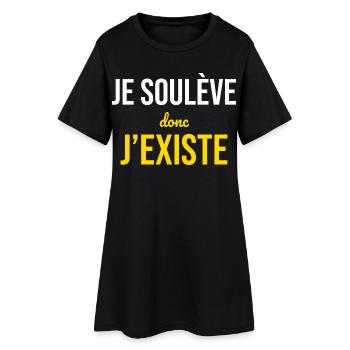Muscu Humour — Je Soulève Donc J'Existe - Robe T-shirt Femme - noir - Devant