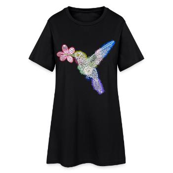 Colibri Zentangle avec fleur - Robe T-shirt Femme - noir - Devant