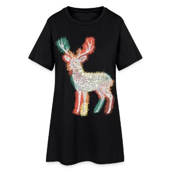 Zentangle-Rehbock - Frauen T-Shirt-Kleid - Schwarz - Vorne
