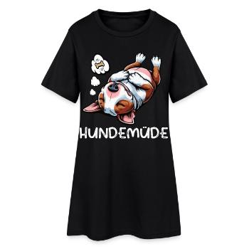 Hundemüde Miniatur Bullterrier Bully Bullterrier - Frauen T-Shirt-Kleid - Schwarz - Vorne