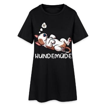 Hundemüde Miniatur Bullterrier Bully Bullterrier - Frauen T-Shirt-Kleid - Schwarz - Vorne