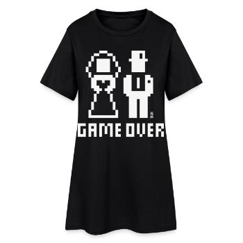Game Over (Mariage Enterrement de vie de garçon : couple marié Pixel / En gras W) - Robe T-shirt Femme - noir - Devant