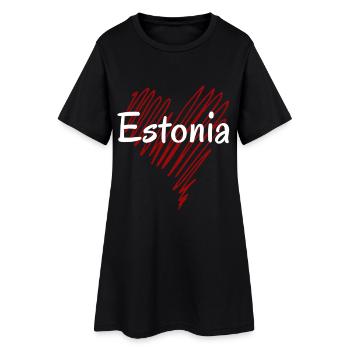 J’aime l’Estonie, c’est l’Estonie au cœur - Robe T-shirt Femme - noir - Devant