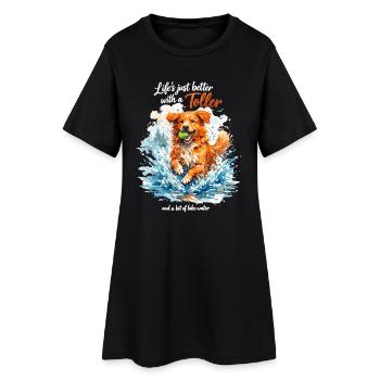Nova Scotia Watercolor: Life's Better with a Toller - Women’s T-Shirt Dress - black - Front